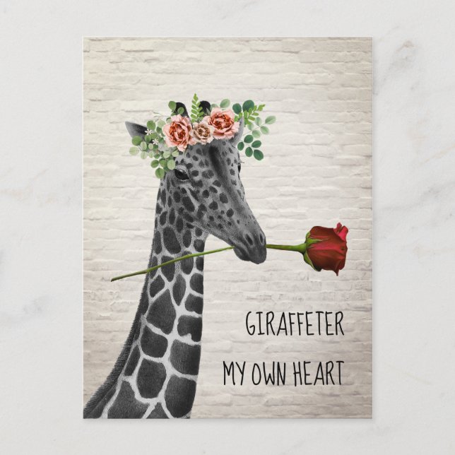 Cartão Postal De Festividades Giraffe ter meu próprio Namorados Boho Giraffe (Frente)