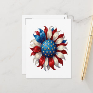 Cartão Postal De Festividades Girassol Bandeira Americana 4 De Julho