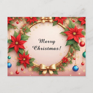 Cartão Postal De Festividades Girlanda de enfeite de Natal 🎄✨ Fita de Poinsetti