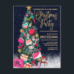 Cartão Postal De Festividades Glam Girly Shoes Purse Makeup Christmas Tree<br><div class="desc">This girly and glamorous Christmas party invitation will be the talk of all your friends and family. It's a unique and stylish concept for your holiday papery. It features hand-drawn and hand-painted watercolor purses, high heel shoes, faux glitter ornaments, makeup, perfume bottles, wallets, candy canes, gift bag, and gift box....</div>