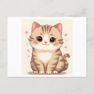 Cartão Postal De Festividades Gleeful Cat: Bela Arte Kawaii Kitten para Qualquer