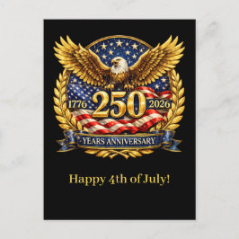 Cartão Postal De Festividades Glittered Semiquincentennial Eagle Emblem 