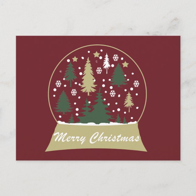 Cartão Postal De Festividades Globo de neve decorado moderno (Frente)