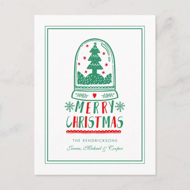 Cartão Postal De Festividades Globo de Neve Folclórica de Natal (Frente)