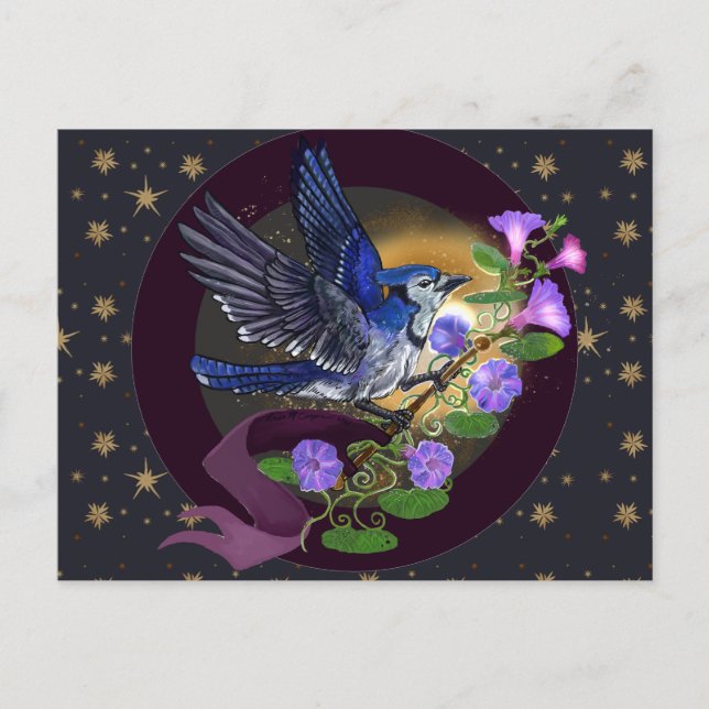 Cartão Postal De Festividades Glória da Manhã BlueJay (Frente)