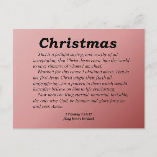 Cartão Postal De Festividades Glória do Natal ao deus para sempre 1 Timothy 1-1