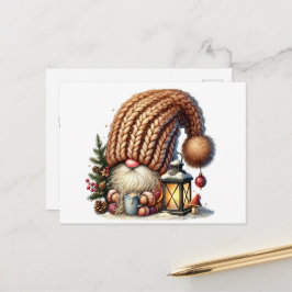 Cartão Postal De Festividades Gnome Made Eggnog Holiday Postcard