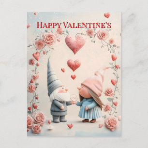 Cartão Postal De Festividades Gnome Whimsical Love: Adorável Arte Dia de os namo
