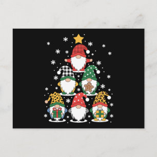 Cartão Postal De Festividades Gnomo de Natal Pilha de Árvore Biscoito de Floco d