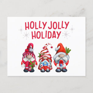 Cartão Postal De Festividades Gnomos de Férias Alegremente Natalinos