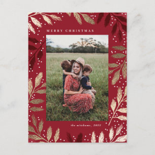 Cartão Postal De Festividades Gold Foto de Natal Feliz