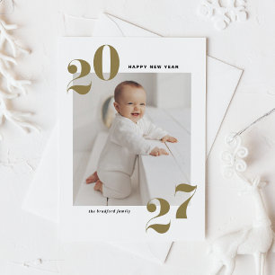 Cartão Postal De Festividades Gold Modern Typography Happy New Year 2022 Photo