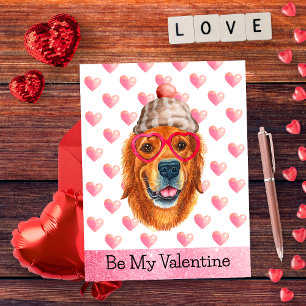 Cartão Postal De Festividades Golden Retriever Seja Meu Cachorro de São Valentão