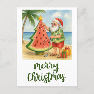 Cartão Postal De Festividades Golf Felry Papais noeis de Natal Golfer Beach temá