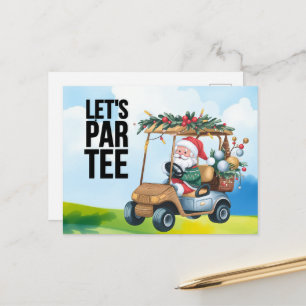 Cartão Postal De Festividades Golf Julho Natal com Papai Noel Golfe