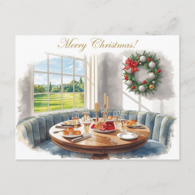 Cartão Postal De Festividades Golf Merry Christmas from Golf Course Clubhouse (Frente)