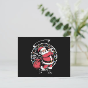 Cartão Postal De Festividades Golf Oh Natal Papai Noel Vintage Golfer Golfi