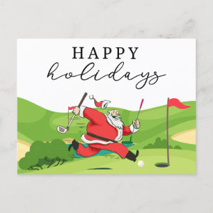 Cartão Postal De Festividades Golf Papai Noel golfista feliz Férias  Feriado Ca
