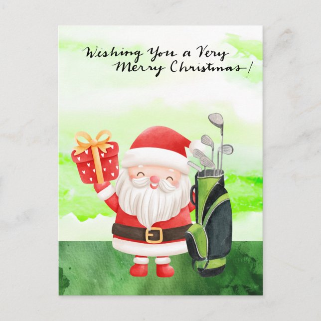Cartão Postal De Festividades Golf Santa Claus Golfer Golfe Golfe (Frente)