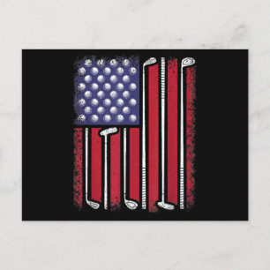 Cartão Postal De Festividades Golfe Engraçado Bandeira Americana Golf Player Vin
