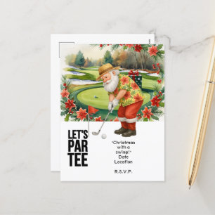 Cartão Postal De Festividades Golfe julho Natal com Papai Noel Golfing