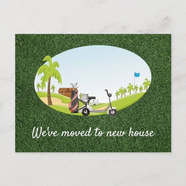 Cartão Postal De Festividades Golfe que mudámos para a nova casa (Frente)