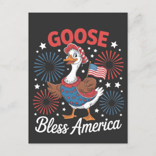 Cartão Postal De Festividades Goose Bless America Goose Bird Quarto De Julho