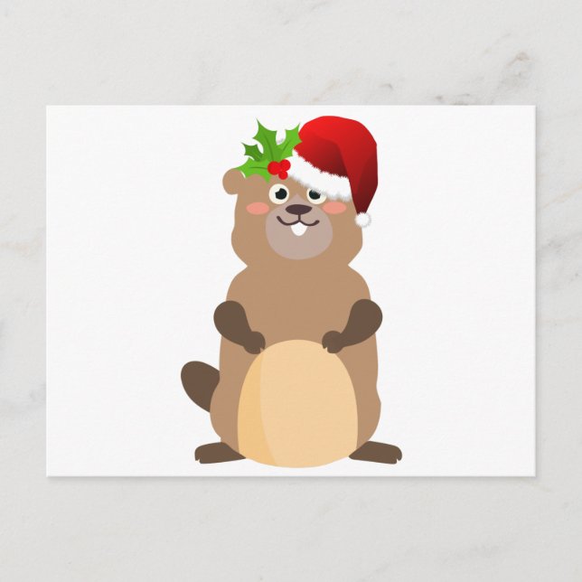 Cartão Postal De Festividades Gopher de Natal Santa Claus (Frente)