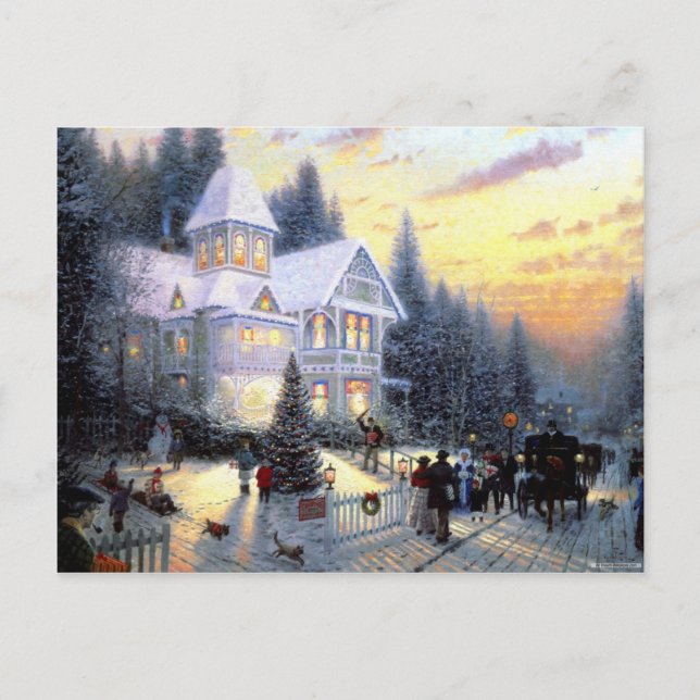 Cartão Postal De Festividades Gorgeous Old Fashioned Christmas Scene (Frente)