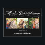 Cartão Postal De Festividades Gorgeous Script Christmas Photo Card<br><div class="desc">Celebrate the season with this modern and stylish holiday postcard from Berry Berry Sweet.</div>