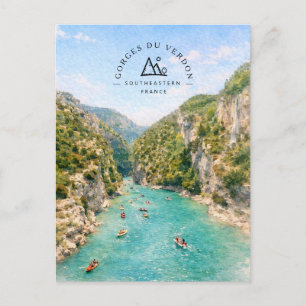 Cartão Postal De Festividades Gorges Du Verdon Sudeste da França Aquarela