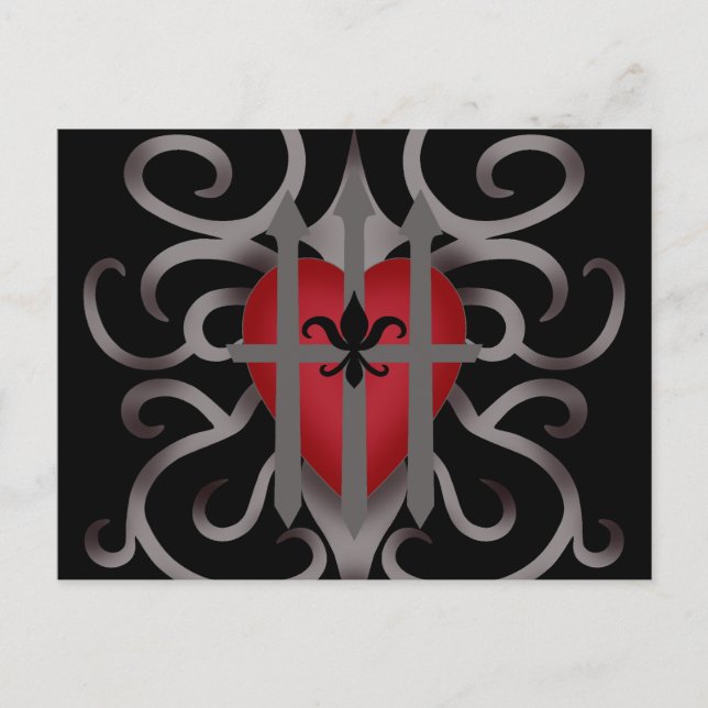 Cartão Postal De Festividades Gothic imprisoned heart Valentine's day (Frente)