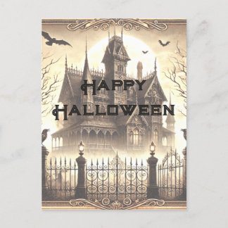 Cartão Postal De Festividades Gótica Vitoriana Vintage Assustadora Feliz Hallowe