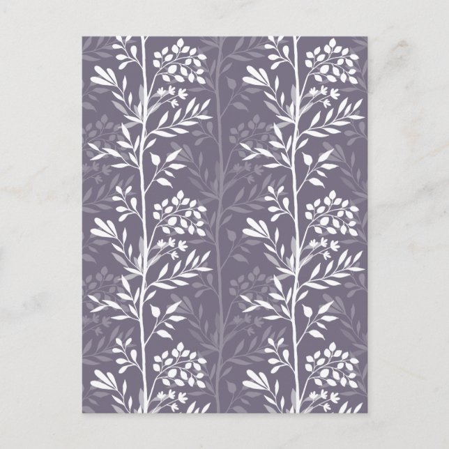 Cartão Postal De Festividades Graceful Floral Silhouette Lavender Purple Minimal (Frente)