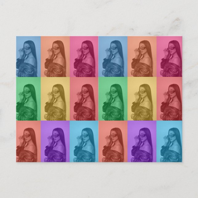 Cartão Postal De Festividades Grade de Fotografias Personalizadas Modernas com P (Frente)