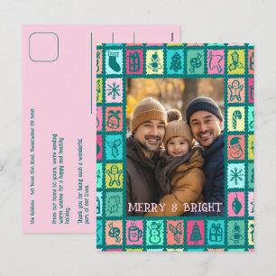 Cartão Postal De Festividades Grade de Natal Caprichosa Fofa Personalizada