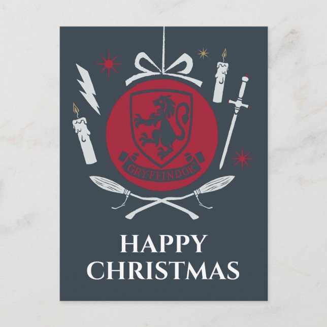 Cartão Postal De Festividades Gráfico de Bauble de Natal GRYFFINDOR™ (Frente)