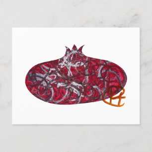 Cartão Postal De Festividades Grafite Pomegranate Arte Minimalista