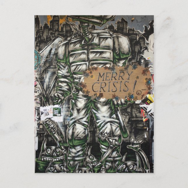 Cartão Postal De Festividades Grafites alegres da crise (Frente)