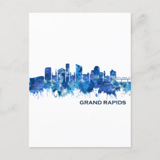 Cartão Postal De Festividades Grand Rapids Michigan Skyline Blue