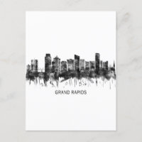 Grand Rapids Michigan Skyline BW