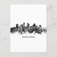 Grand Rapids Michigan Skyline BW
