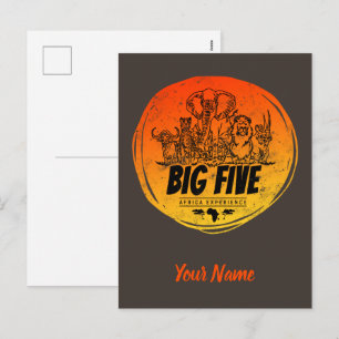 Cartão Postal De Festividades Grande Cinco de África, Safari Vintage Elephant, L