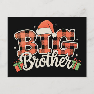 Cartão Postal De Festividades Grande Irmão Chapéu de Papai Noel Natal Vermelho X