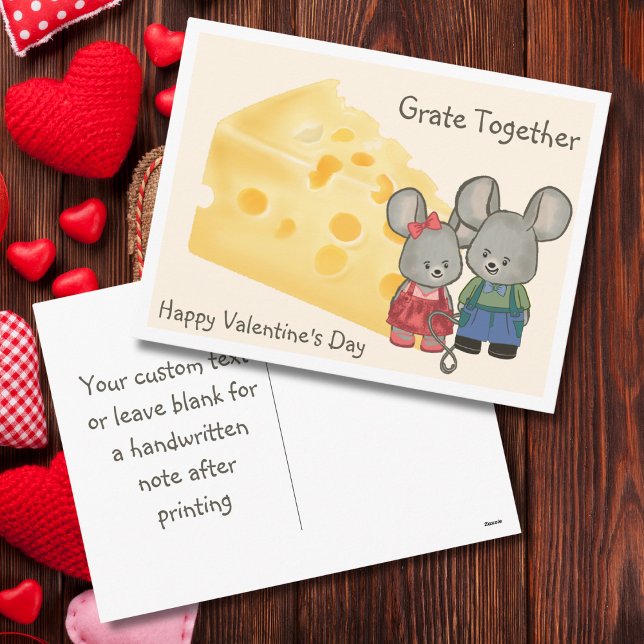 Cartão Postal De Festividades Grate Together - Cheesy Valentine’s Day Mouse (Criador carregado)