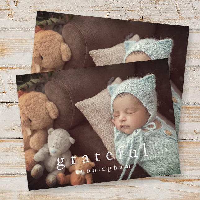 Cartão Postal De Festividades Grateful Thankand Modern Family Photo (Criador carregado)