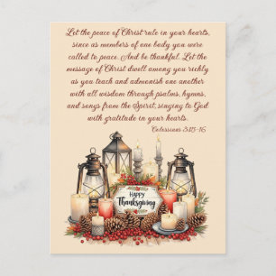 Cartão Postal De Festividades Gratidão à Luz de Velas – Bênção de Ação de Graças