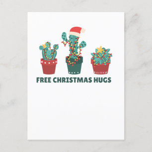 Cartão Postal De Festividades Grátis Abraços De Natal Plantas Engraçadas De Cact