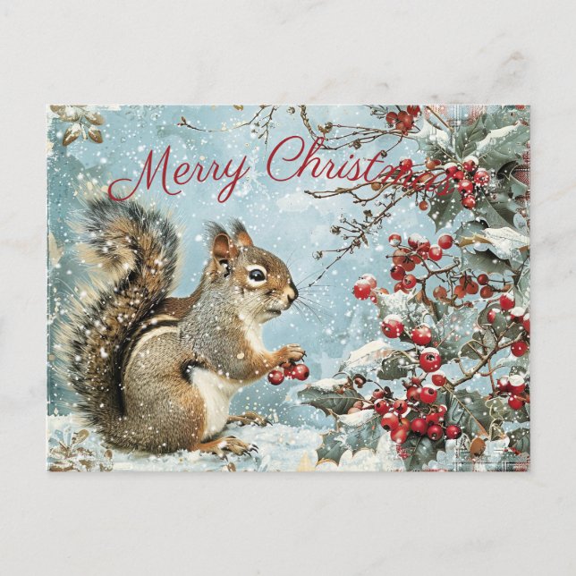 Cartão Postal De Festividades Grátis Squirrel de inverno (Frente)