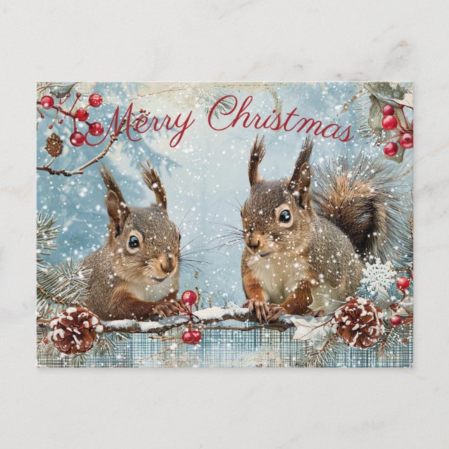 Cartão Postal De Festividades Grátis Squirrel de inverno (Frente)